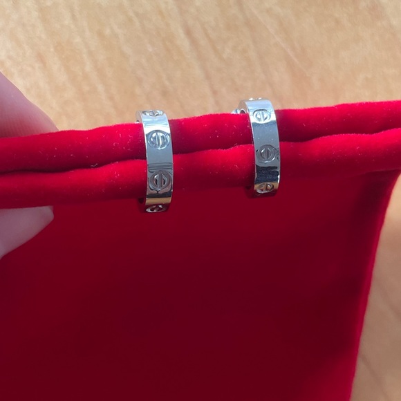 Silver Love Hoop Earrings - Picture 6 of 9